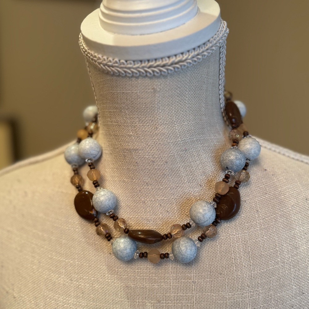 5 for $30 Light Blue and Brown Beaded Necklace